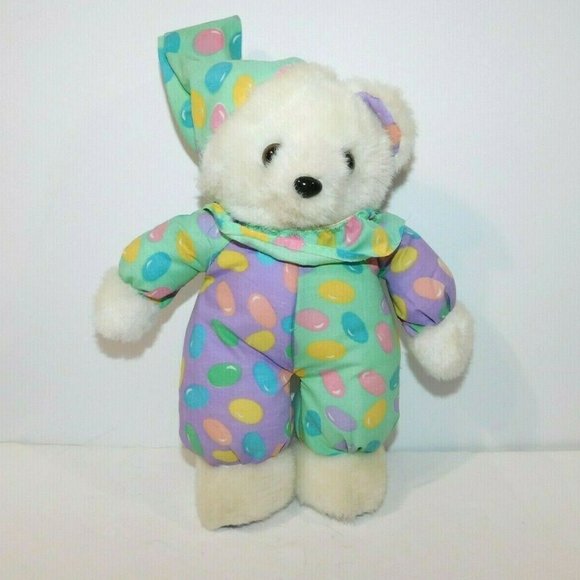 Vintage 1993 Ganz Tera Nova 10" White Plush Jelly Bean Teddy Bear - Picture 1 of 6